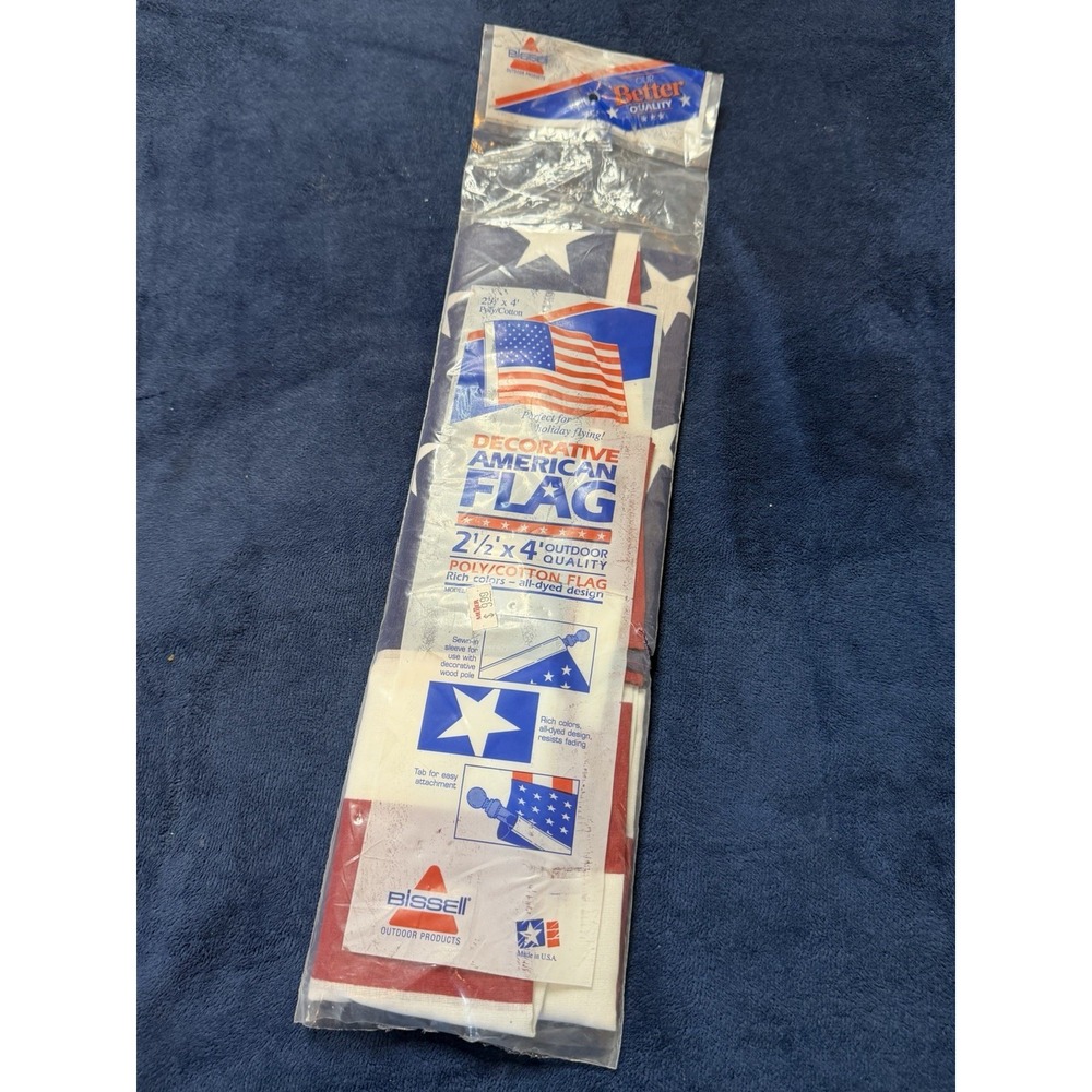 Vtg 1999 Bissell American Flag 2.5 x 4 ft USA Outdoor Poly Cotton New Sealed